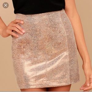 Free People Femme Metallic Rose Gold Skirt